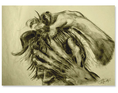 illustration 'hands and hair'